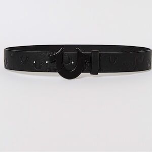 True Religion Black Leather Men's Belt